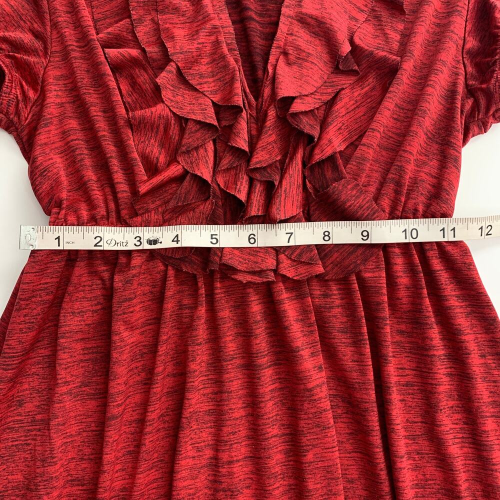 SPECKLESS Red Short Sleeve Ruffle Mini Dress Small - Picture 2 of 9